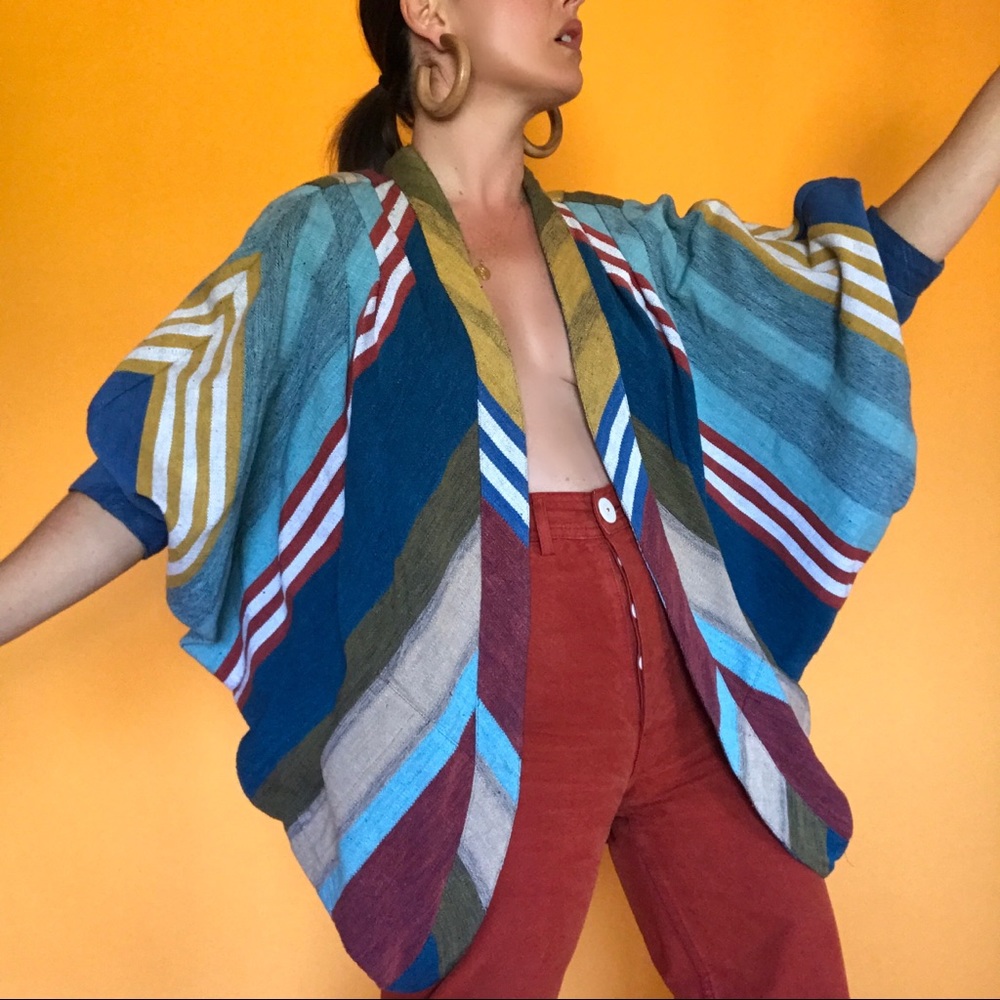 Vintage textile jacket batwing jacket; so beautiful OS